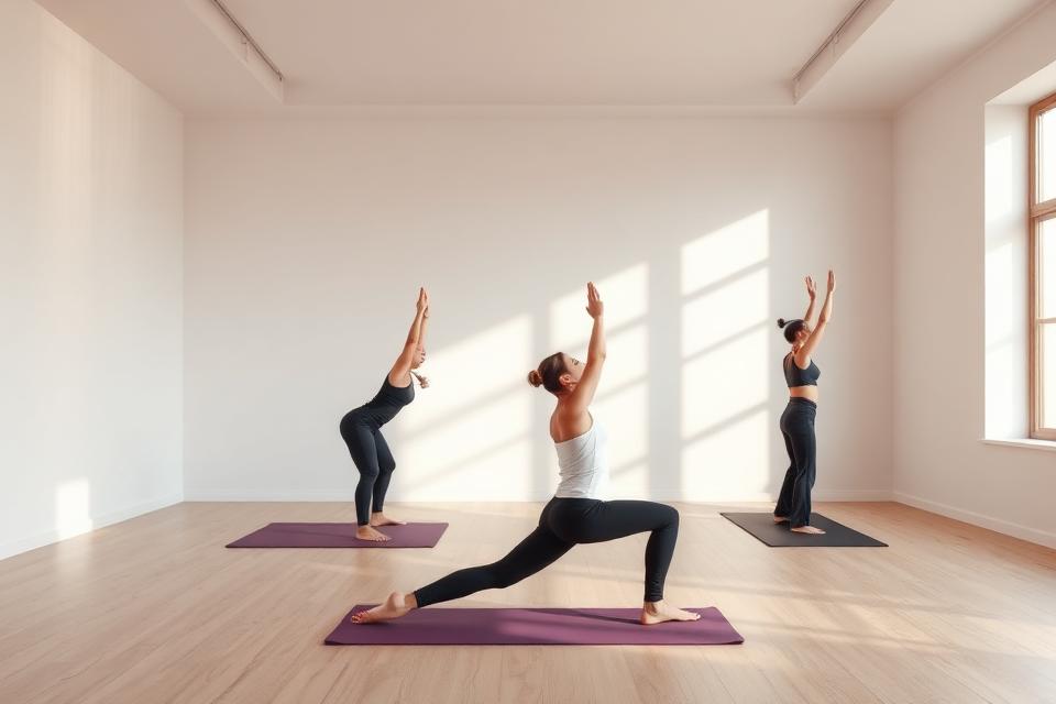 Calm mobility and yoga studio with mats
